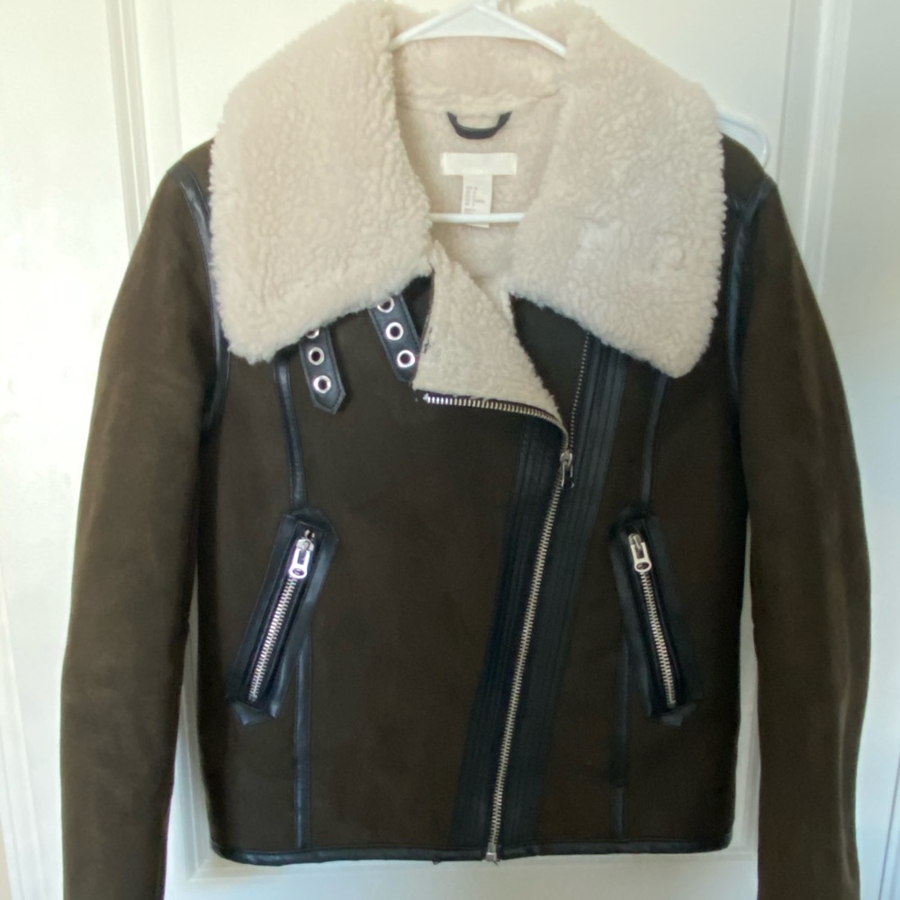 H&M Sherpa-Lined Motorcycle Jacket